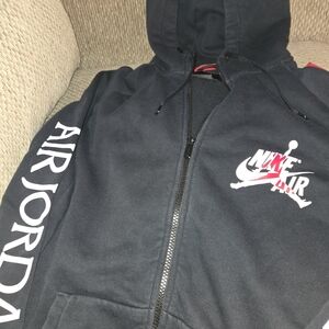 Jordan Black Hoodie with White and Red Accents